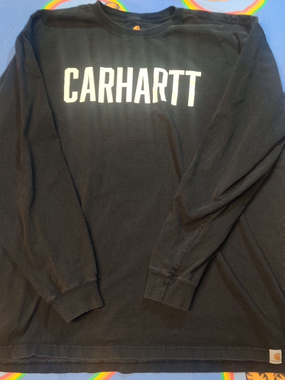 Carhartt Mens 2XL Original Fit Black Long Sleeve Block Logo Graphic T-Shirt